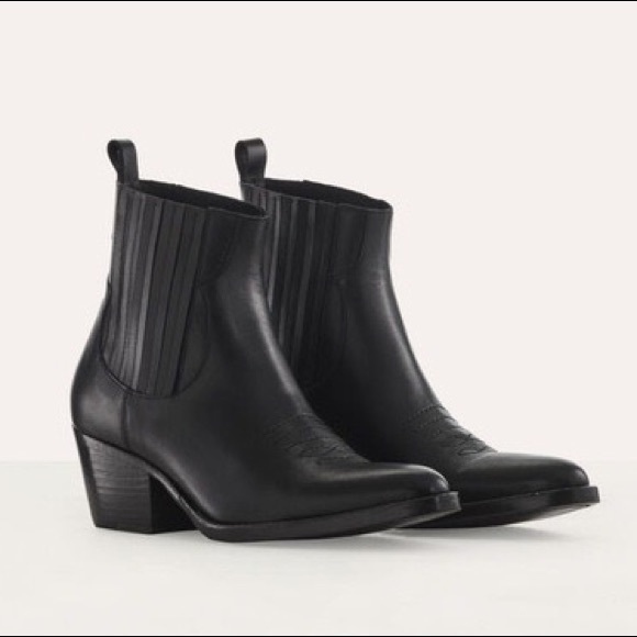 Maje Shoes Maje Farwest Pullon Tab Top Stitch Leather Cowboy Boots